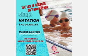 Stage Natation 8 au 26 Juillet