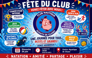 🎉🏊‍♀️ FÊTE DU CLUB – Dimanche 28 juin 🏊‍♂️🎉